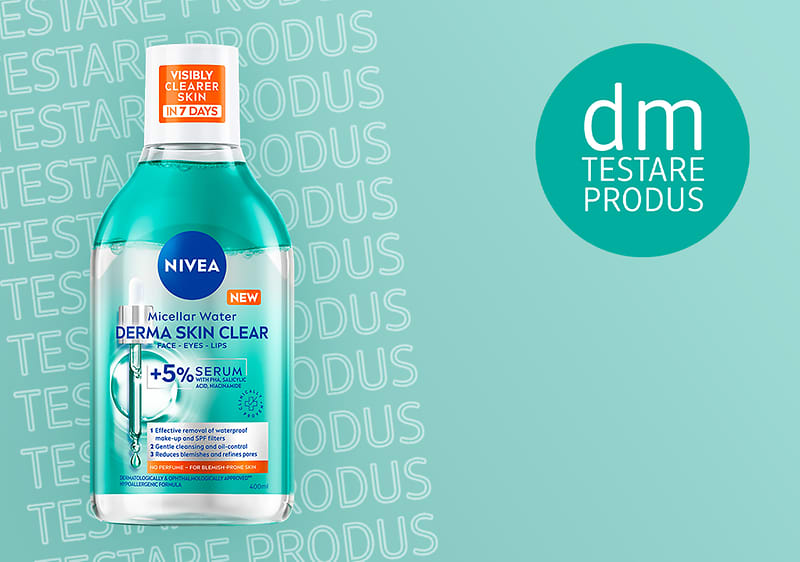 Apă micelară Nivea Derma Skin Clear pentru piele mai curată în 7 zile