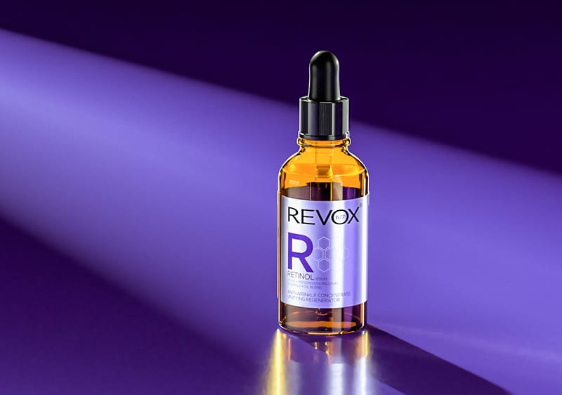 Ser de retinol Revox pe fundal mov