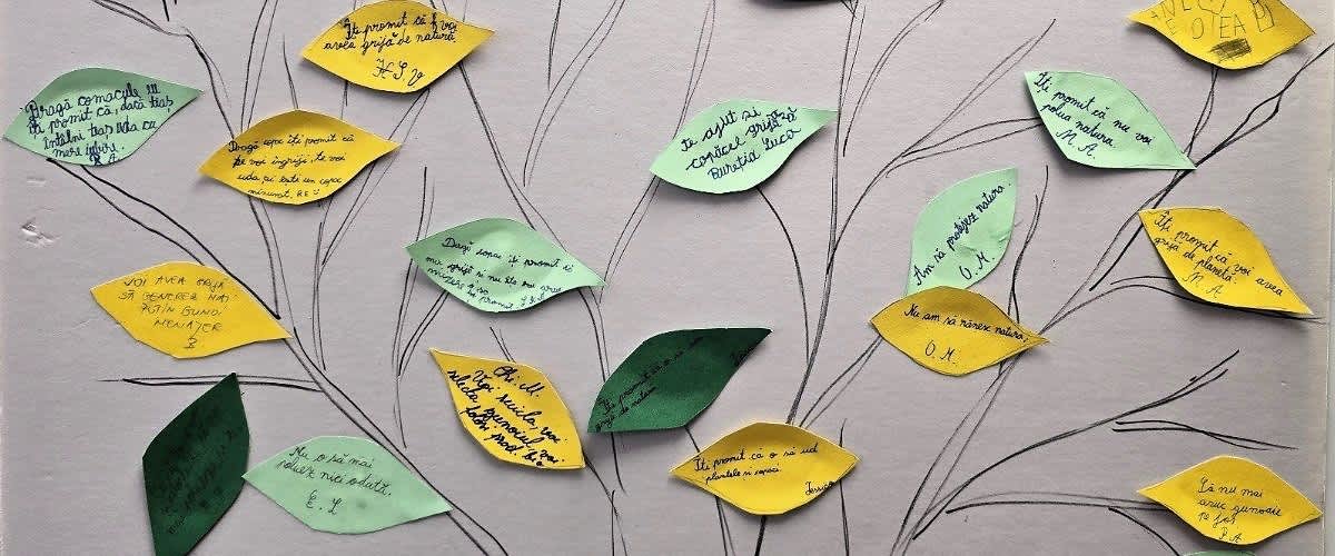 Persoane la un eveniment sportiv interacționând cu un panou de activități