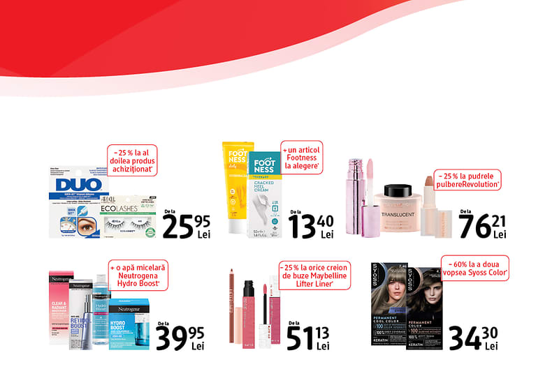 Colaj de produse cosmetice și de îngrijire personală cu prețuri reduse și promoții