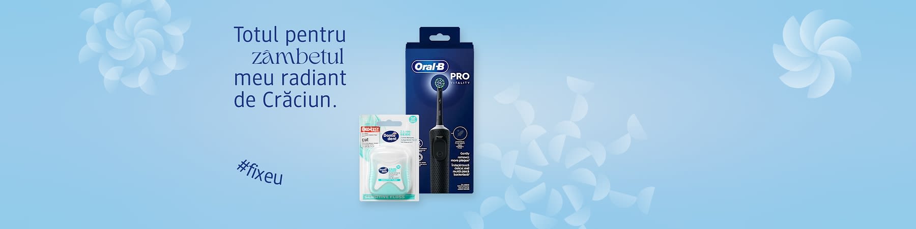 Zâmbet radiant cu periuță electrică și ață dentară Oral-B