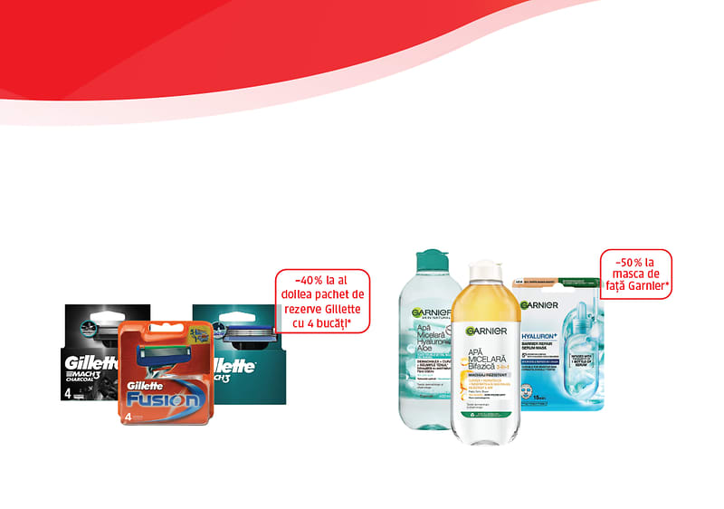 Promoții la produse Gillette și Garnier