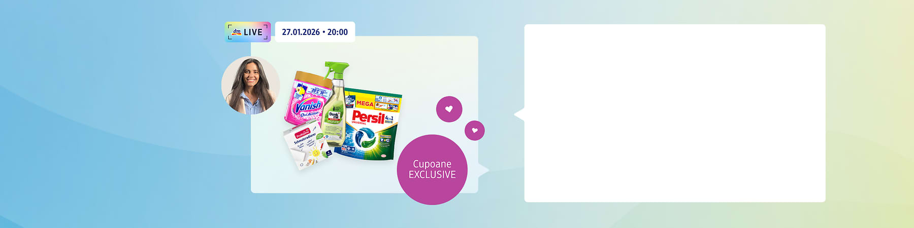 Produse de curățenie și cupon exclusiv pe fundal colorat