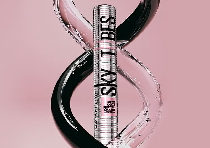 Mascara de gene Sky Tubes Lash Sensational cu periuță și ambalaj metalic roz și negru