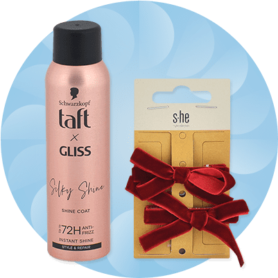 Lak na vlasy Taft Gliss a červené mašle