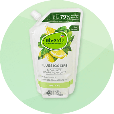 Obal tekutého mydla alverde Naturkosmetik s vôňou bio-mäty a bio-bergamotu