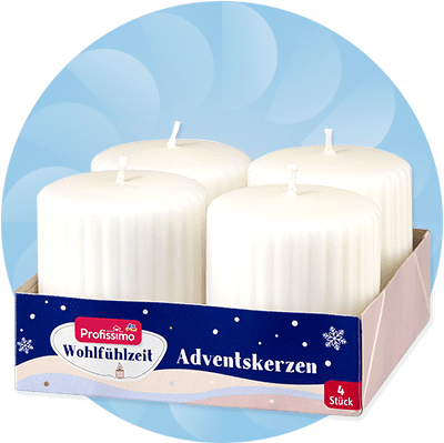 Biele adventné sviečky v balení značky Profissimo