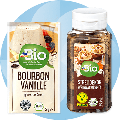 Bourbon vanilka a vianočný posyp dmBio v baleniach