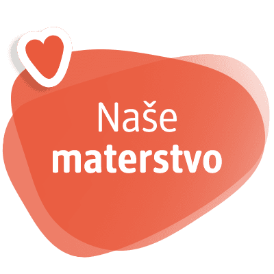Červené srdce s textom Naše materstvo