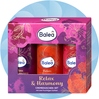 Balea darčeková sada Relax & Harmony s tromi produktmi vo farebnom balení