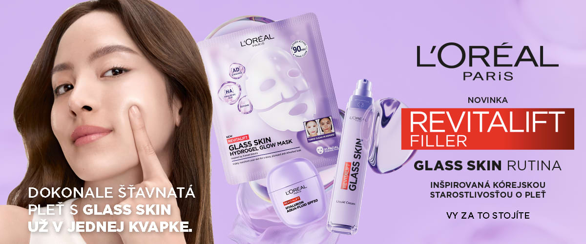 Obal pleťovej masky a fľaša séra L'Oréal Revitalift Filler