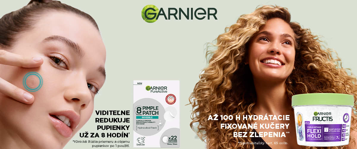 Dve usmievajúce ženy po boku produktov Garnier na pleť a vlasy s logom značky