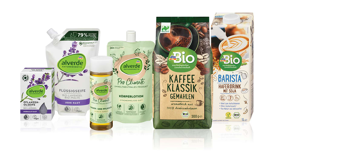 produkty zo sortimentu alverde NATURKOSMETIK, dmBio a Pro Climate 