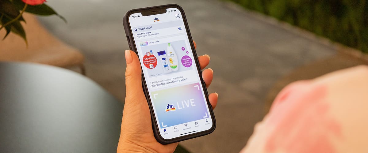 live shopping dmLIVE v aplikácii Moja dm-App