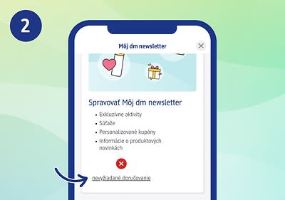 Krok 2: Obrazovka "Môj dm newsletter"