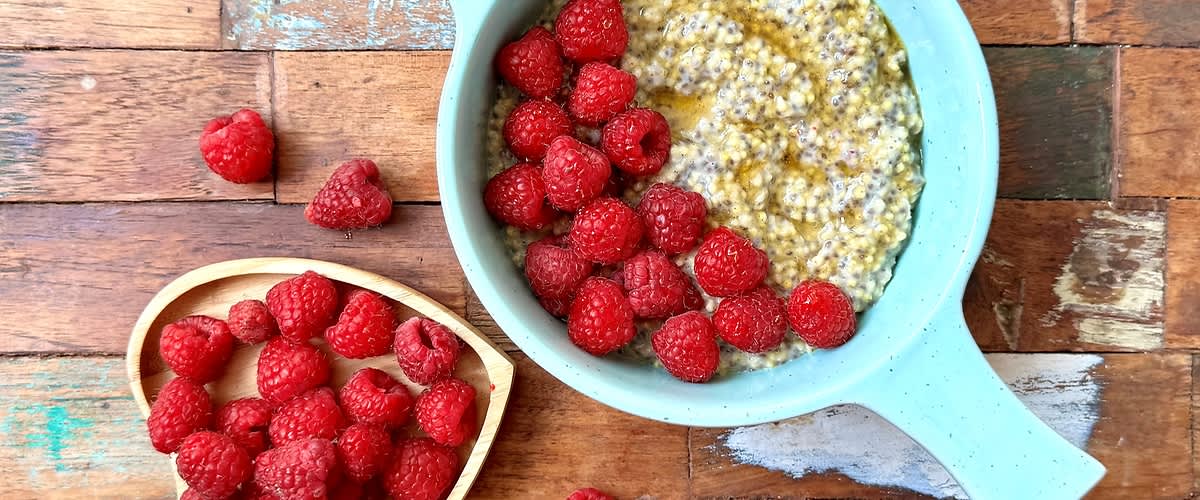 Pšenová kaša s malinami