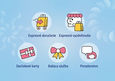 Expresné doručenie, vyzdvihnutie, darčekové karty, baliaca služba, poradenstvo