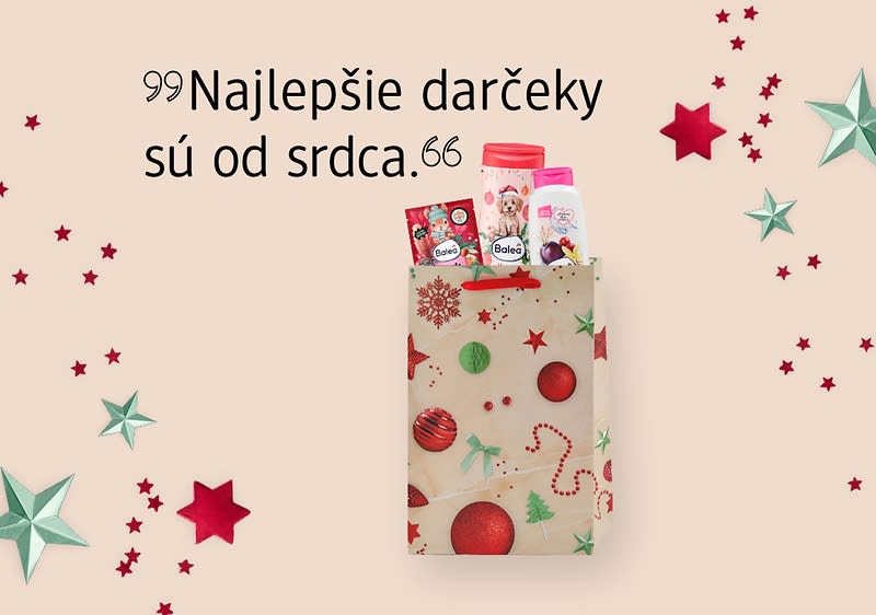 Vianočná darčeková taška z dm a muž s darčekmi