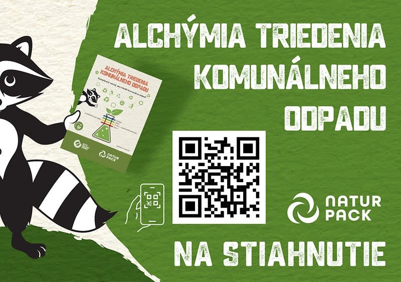 Vizuál Alchýmie triedenia komunálneho odpadu s QR kódom