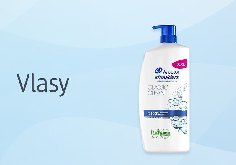 Šampón Head & Shoulders Classic Clean na modrom pozadí