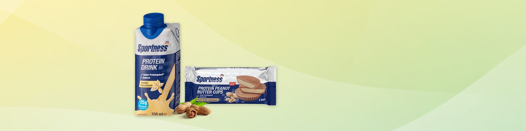 Produkty od značky Sportness na bledozelenom pozadí