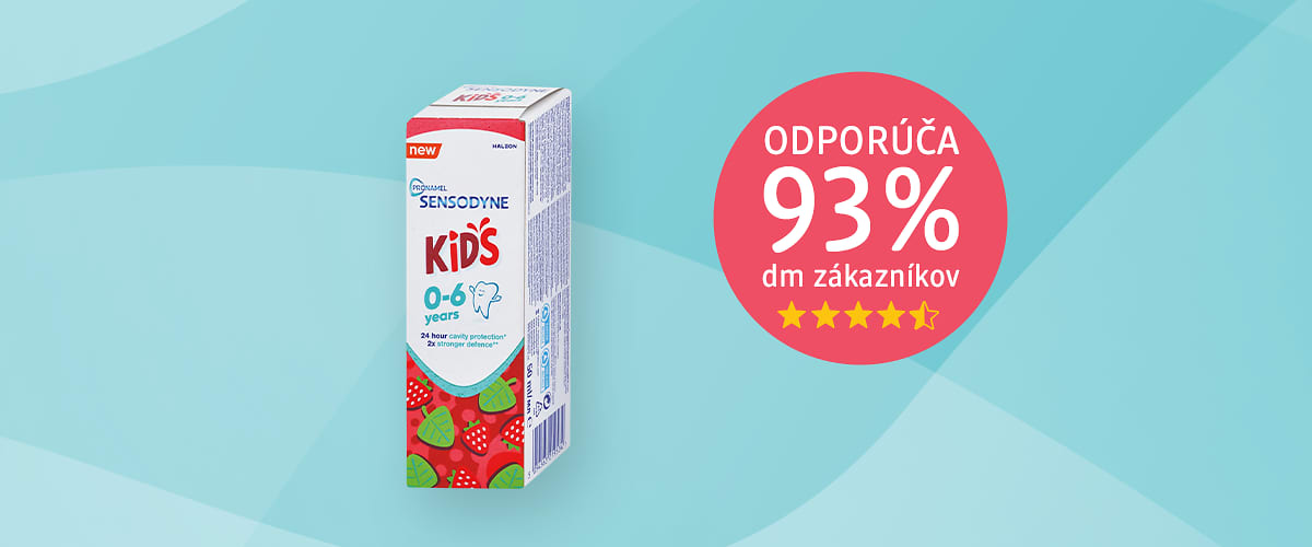 sensodyne kids pastu odporúča 93% zákazníkov