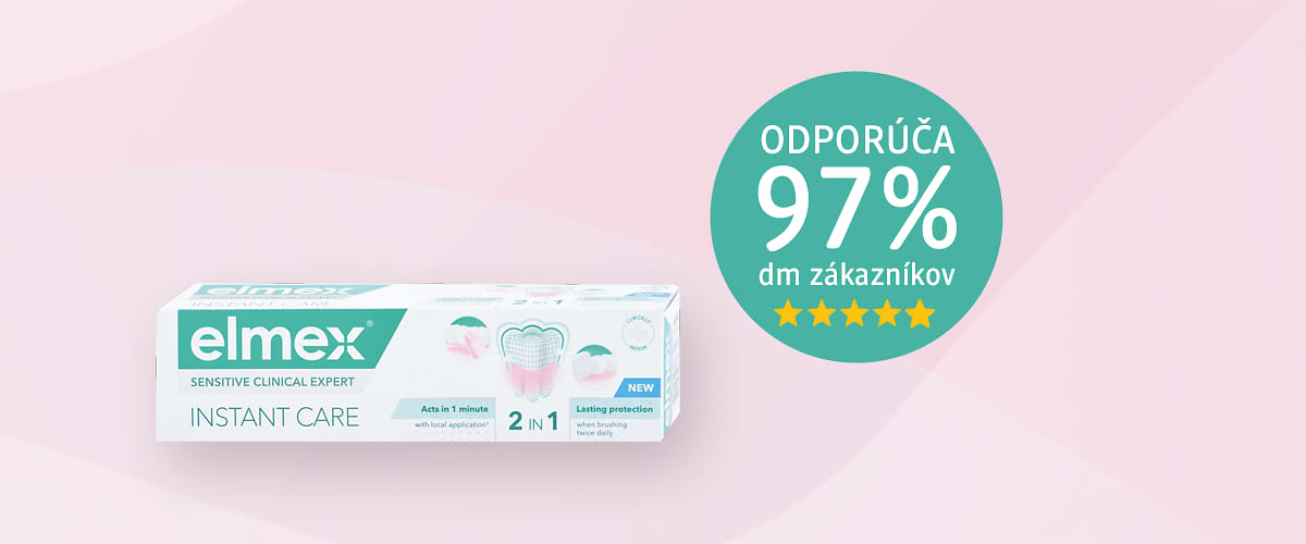 Elmex zubná pasta Instant Care s odporúčaním 97% zákazníkov dm