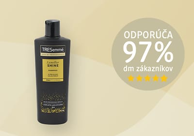 Šampón TRESemmé s odporúčaním 97% zákazníkov dm a piatimi hviezdičkami