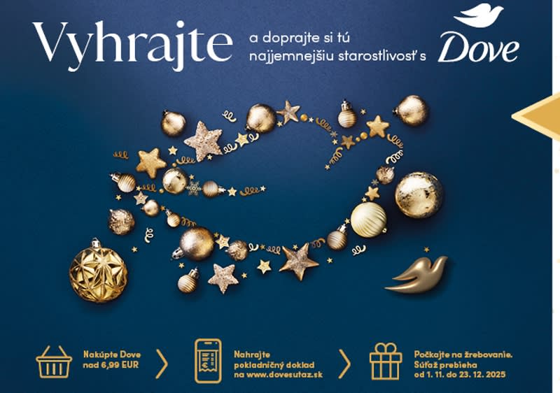 Súťaž s Dove, dekorácie v tvare holubice, informácie o nákupe a termíne súťaže