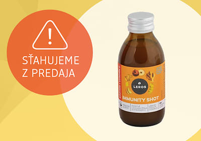 Fľaša s nápojom Leros Immunity Shot a upozornenie na stiahnutie z predaja