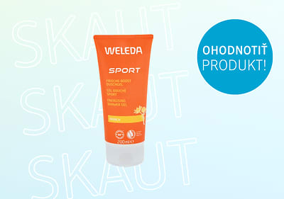 Sprchový gél Weleda Sport s arnikou na svetlom pozadí