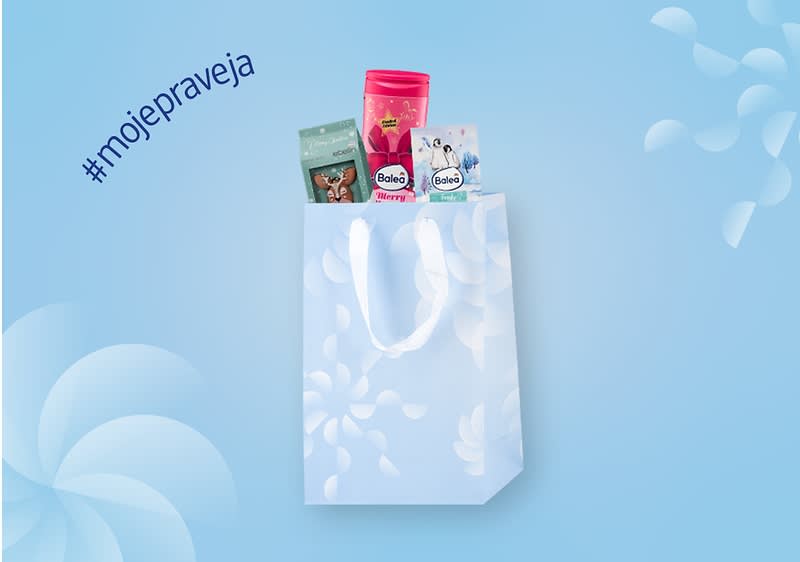 Vianočná darčeková taška z dm a muž s darčekmi