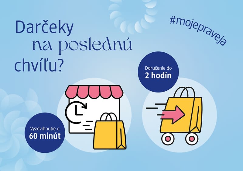 Darčeky na poslednú chvíľu s vyzdvihnutím do 60 minút alebo doručením do 2 hodín