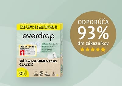 Balenie tabliet do umývačky riadu everdrop s hodnotením zákazníkov.
