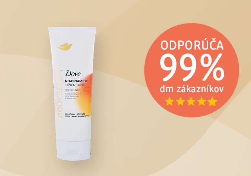 Telové sérum Dove Niacinamide a odporúčaním 99% zákazníkov.
