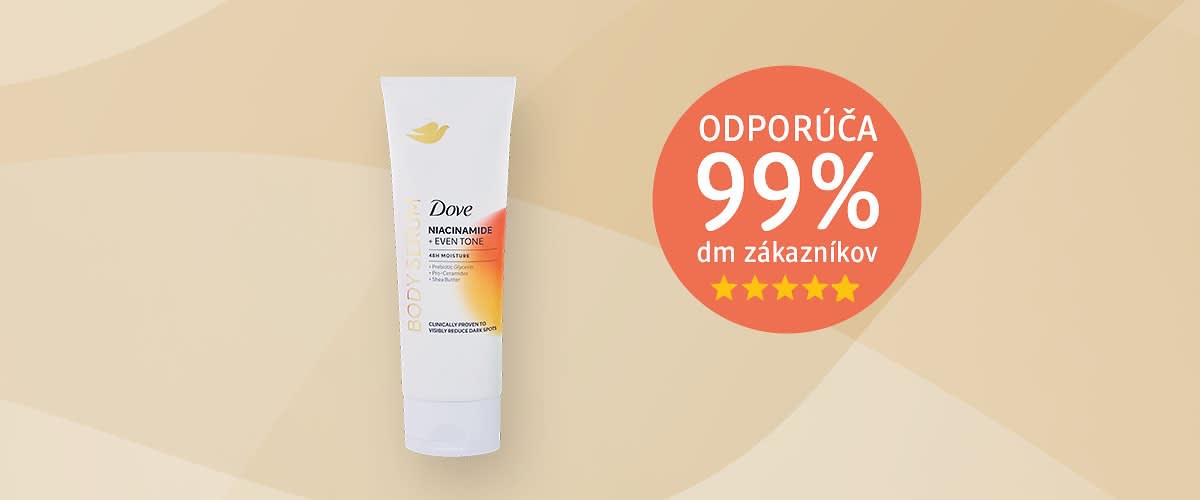 Telové sérum Dove Niacinamide a odporúčaním 99% zákazníkov.
