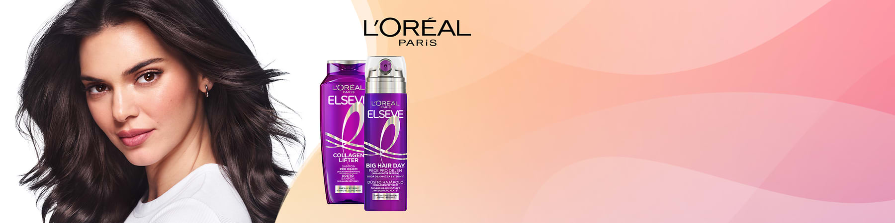 Riasenka L'Oréal Paris na ružovom pozadí s dvoma modelkami