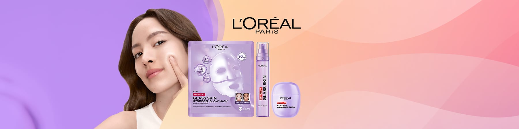 Produktová reklama na pleťovú masku a sérum L'Oréal Paris