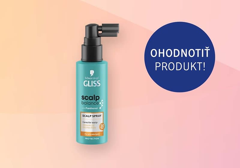 Fľaštička Gliss Scalp Balance sprej na vlasovú pokožku na svetlom ružovo-oranžovom pozadí