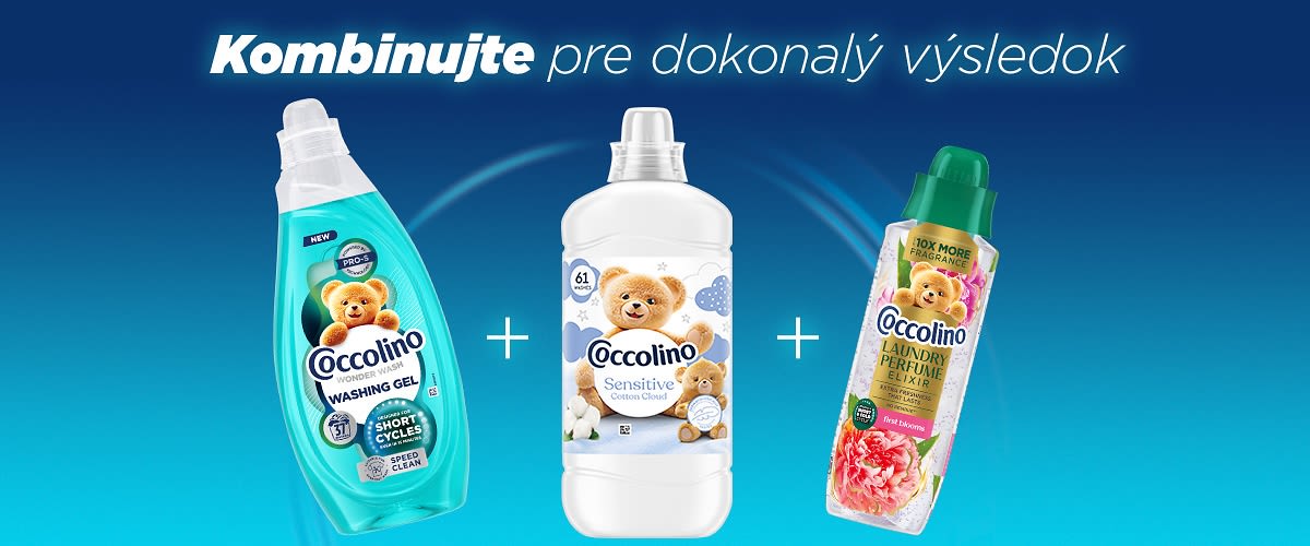 Tri flakóny aviváže značky OcĽino na modrom pozadí s nápisom Kombinujte pre dokonalý výsledok