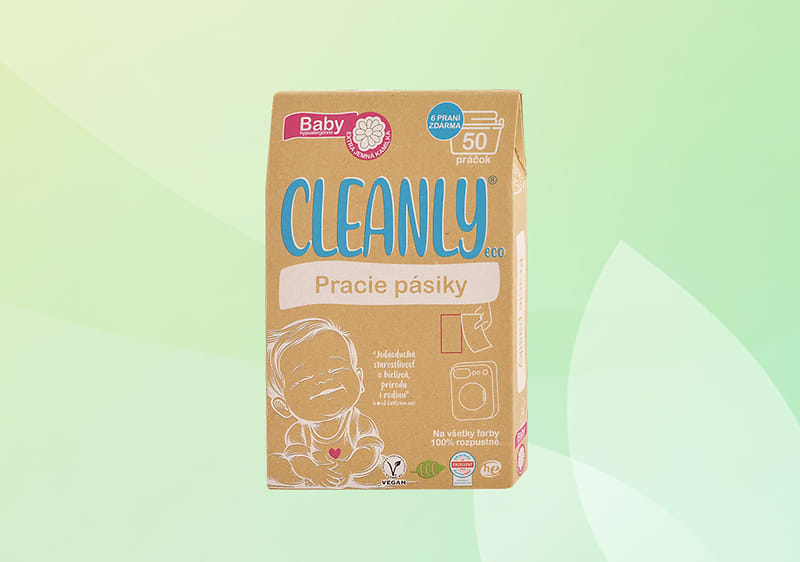 Krabička pracích pásikov Cleanly pre bábätká na pastelovom pozadí