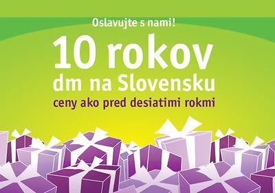 Plagát: dm oslavuje v roku 2005 svoje 10. výročie.