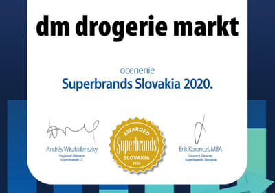 dm získala certifikát Superbrands 2020