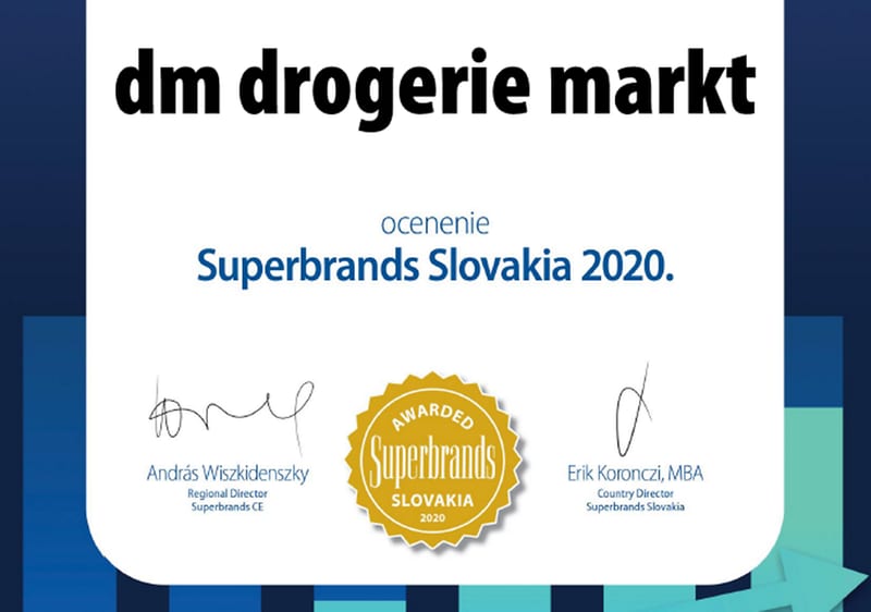 dm získala certifikát Superbrands 2020