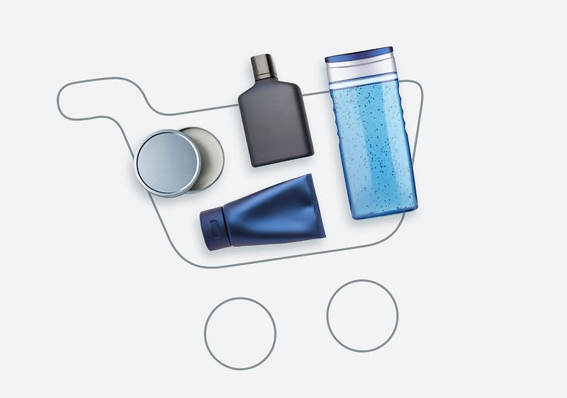 košík s pánskymi produktmi