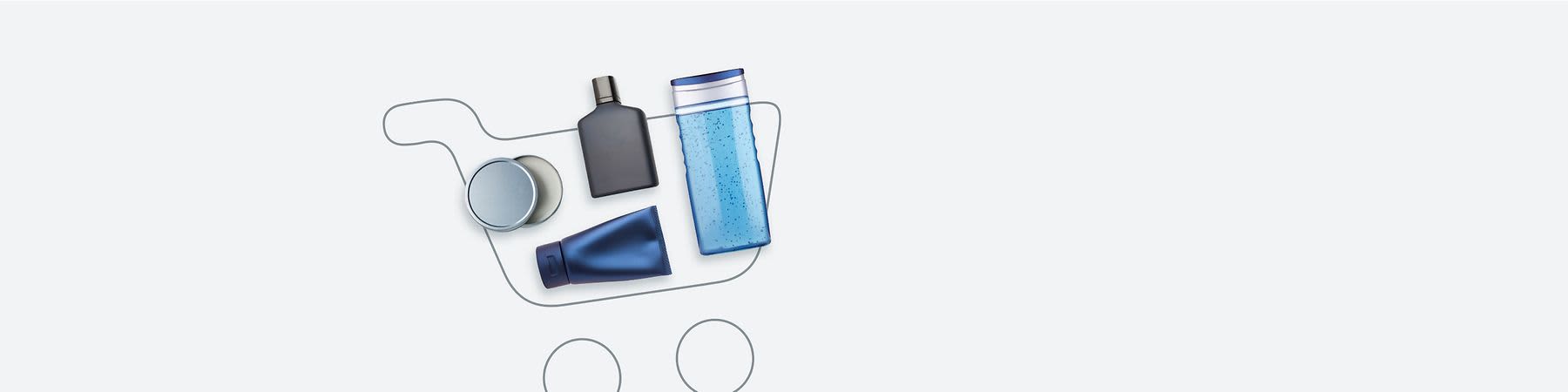 košík s pánskymi produktmi