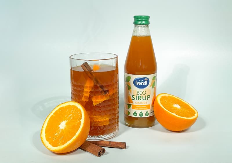 Hrejivý nápoj so sirupom dm značky Ivorell.