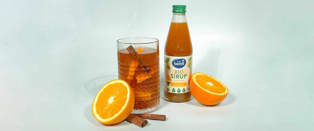 Hrejivý nápoj so sirupom dm značky Ivorell.