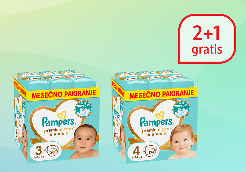 Darilo ob nakupu 2 mesečnih pakiranj Pampers