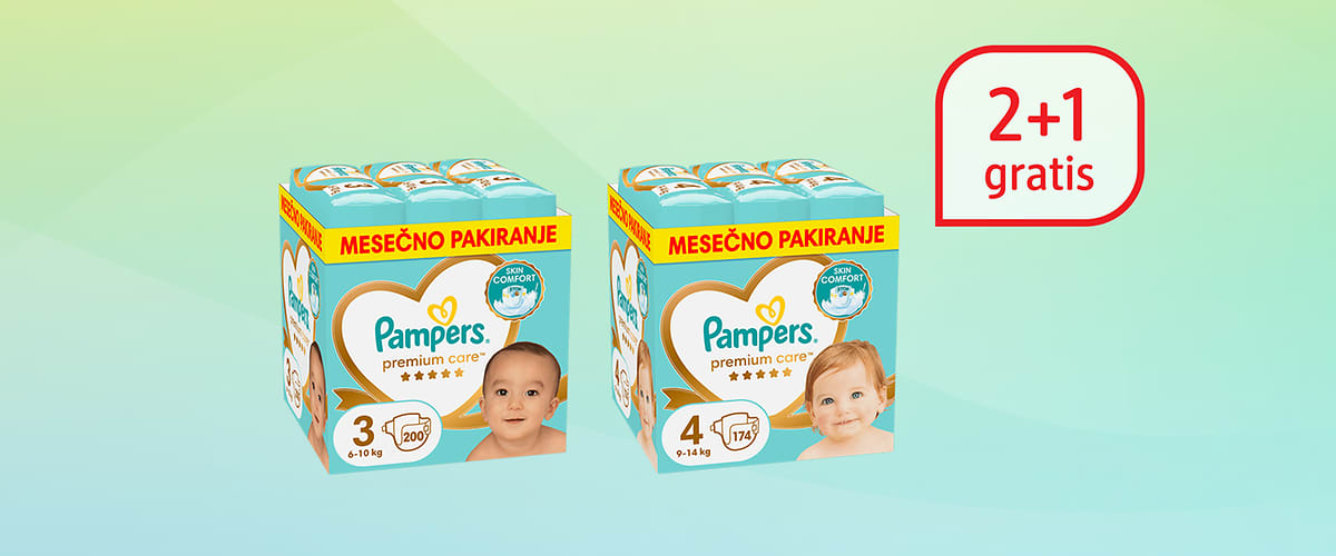 Darilo ob nakupu 2 mesečnih pakiranj Pampers